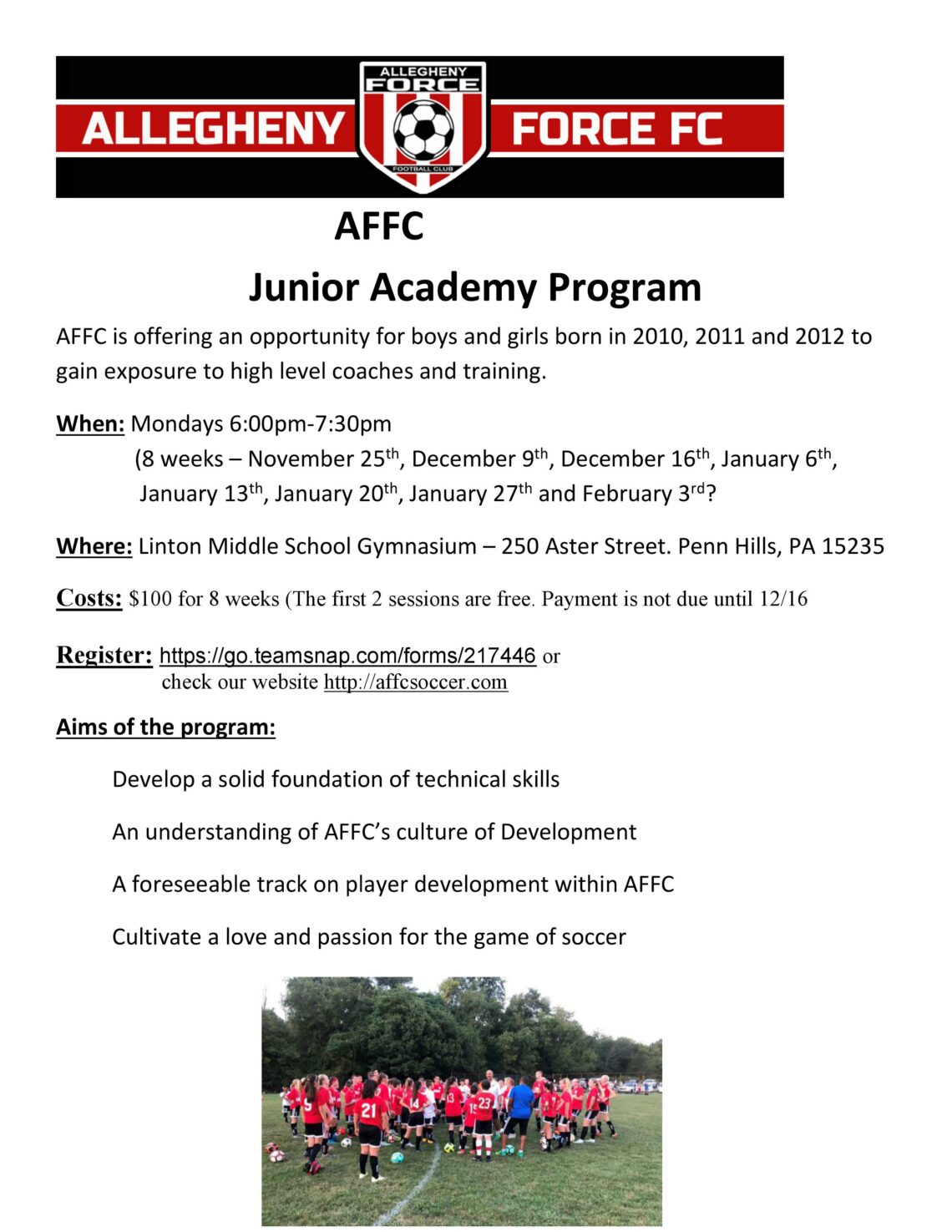 AFFC Junior Academy Flyer Winter